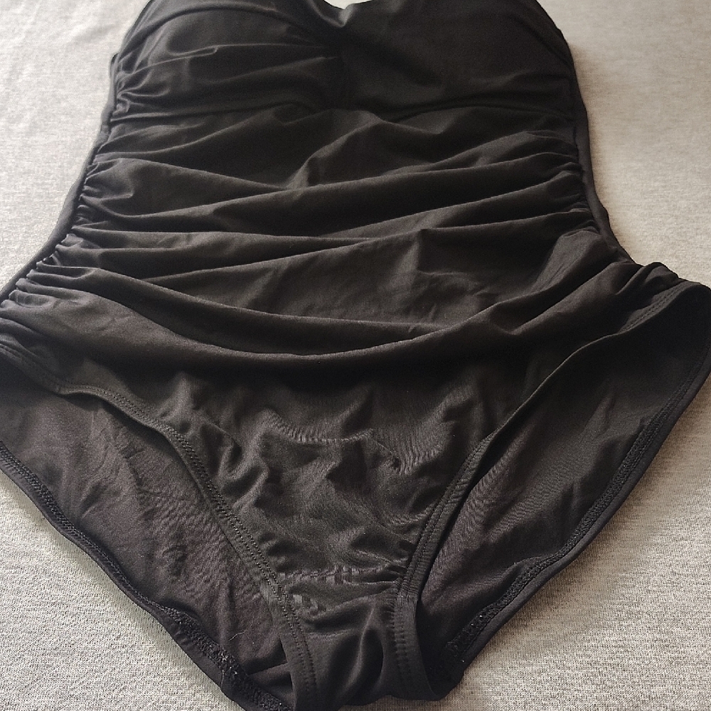 Black Strapless WOMENS ANNE COLE BEAUTIFUL SWIMSUIT SWIMWEAR ONE-PIECE SUIT - Picture 5 of 16